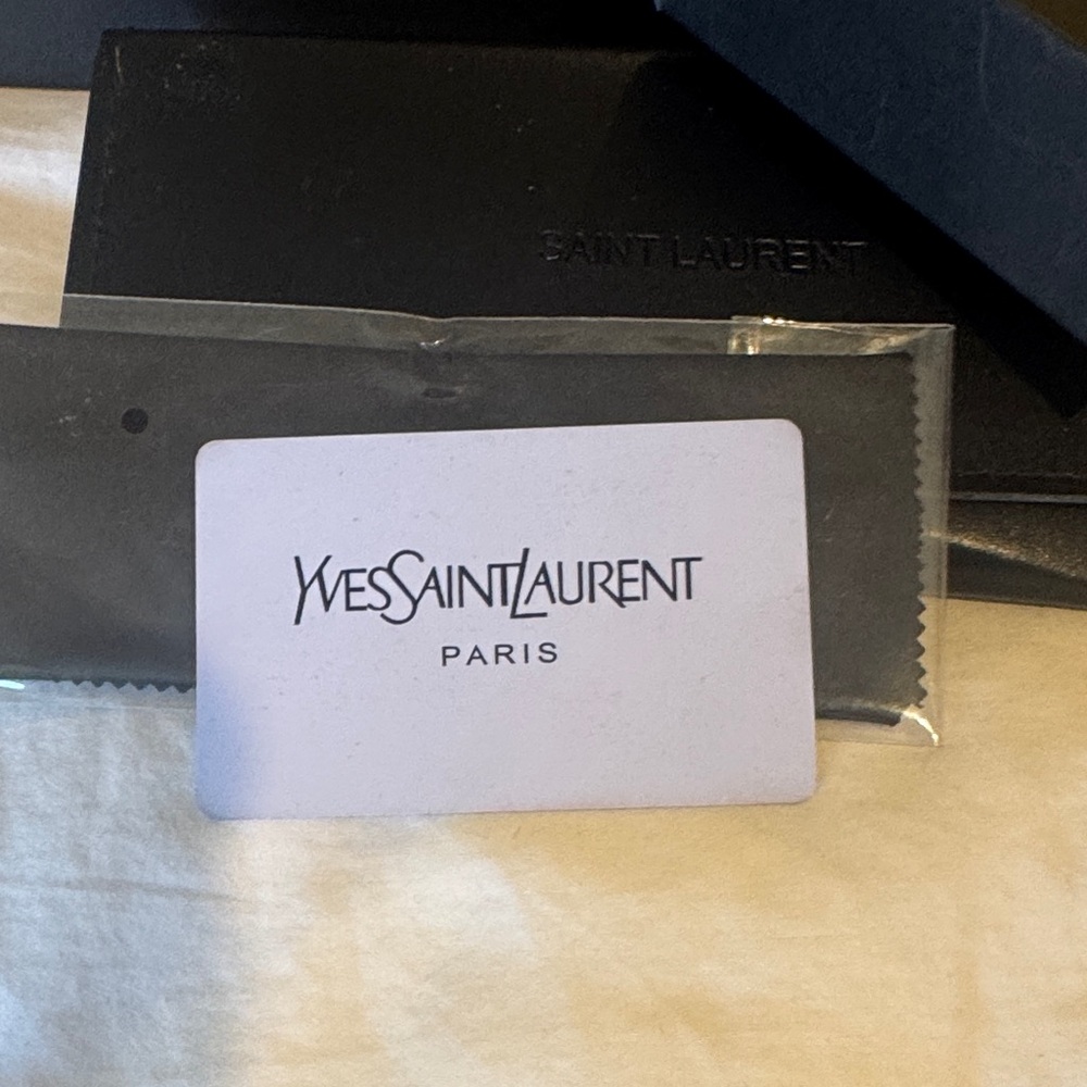 Yves Saint Laurent Women’s Sunglasses - Silver Frame, Dark Green Lenses - Picture 2 of 5